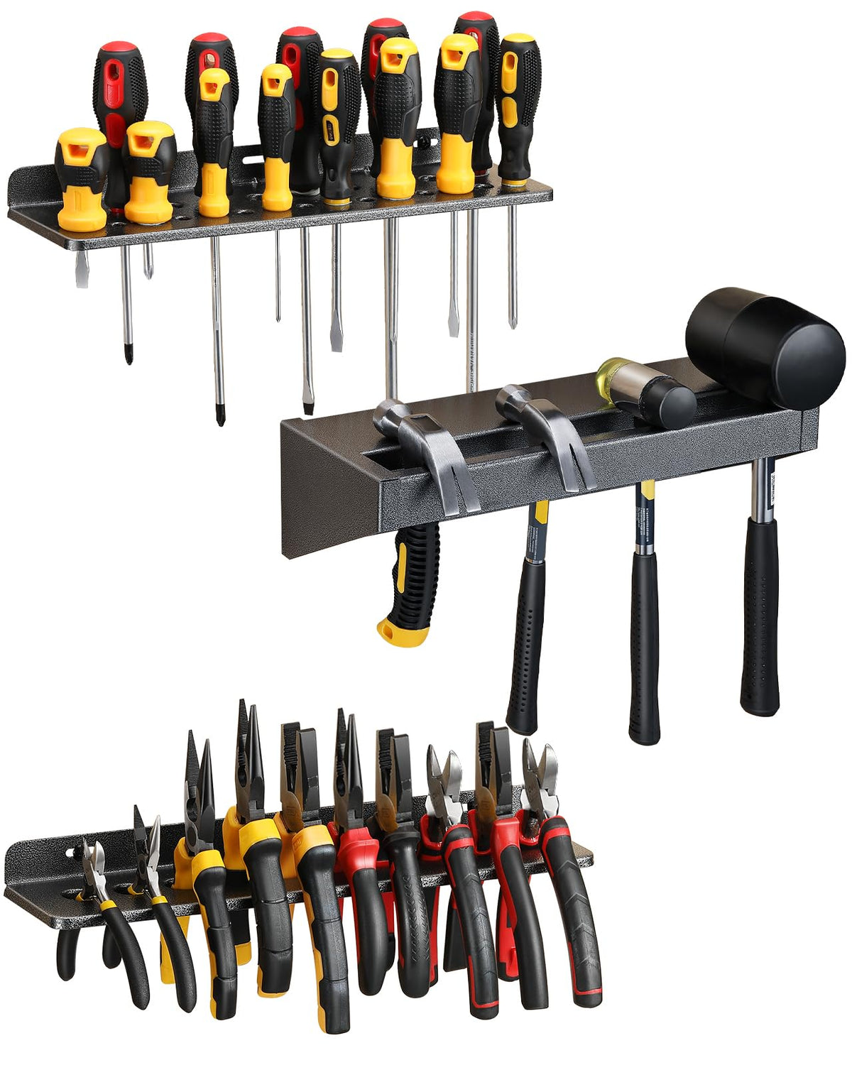 Fhxzh Wall Mount Screwdriver Organizer, Pliers Holder, Hammer Rack, 3Pcs Alloy Steel Hand Tool Storage Organizer For Garage Work
