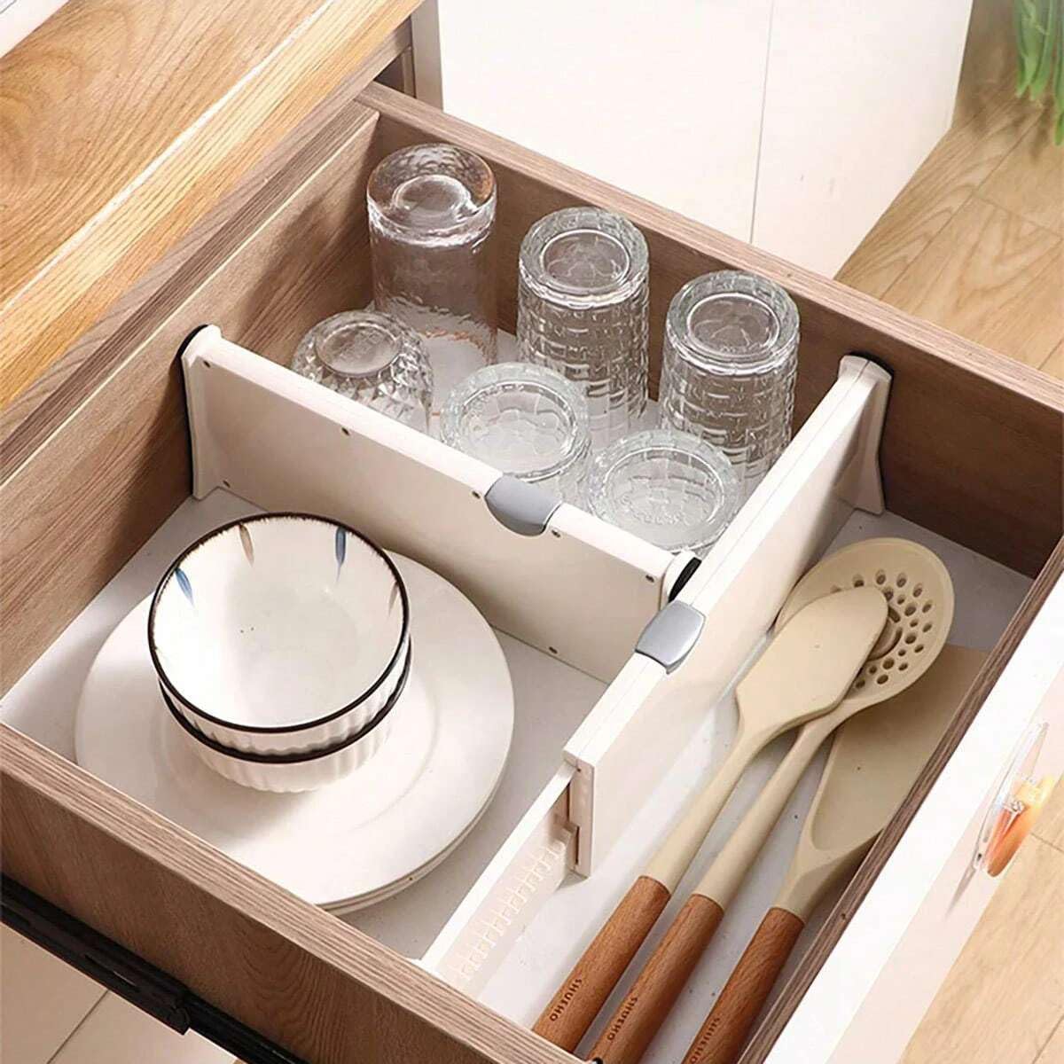 Mann Mart Adjustable Drawer Dividers For Effortless Home Organization: Customizable PunchFree Separator For Kitchen, Bathroom &