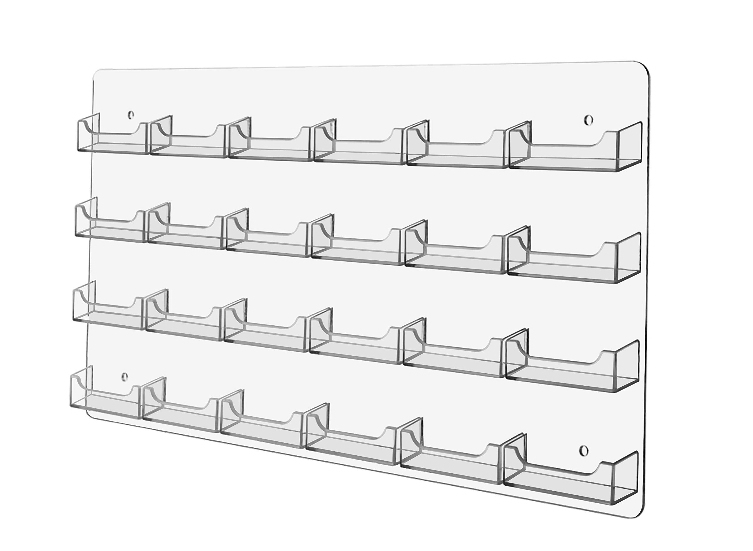 Displays2Go Business Card Holder, 24 Pockets, Wall Mount, 0.75-Inch Deep Pockets (Clear Acrylic)