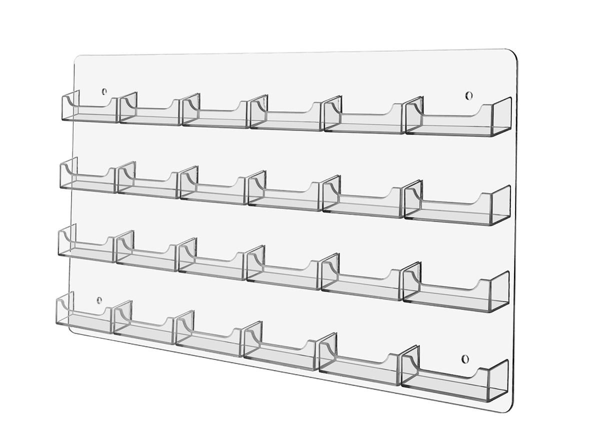 Displays2Go Business Card Holder, 24 Pockets, Wall Mount, 0.75-Inch Deep Pockets (Clear Acrylic)