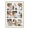 Golden State Art, 13.6x19.7 Gold Aluminum Collage Frame - Ivory Mat Included - Fits Nine 4x6 Photos/Pictures - Sawtooth Hanger -