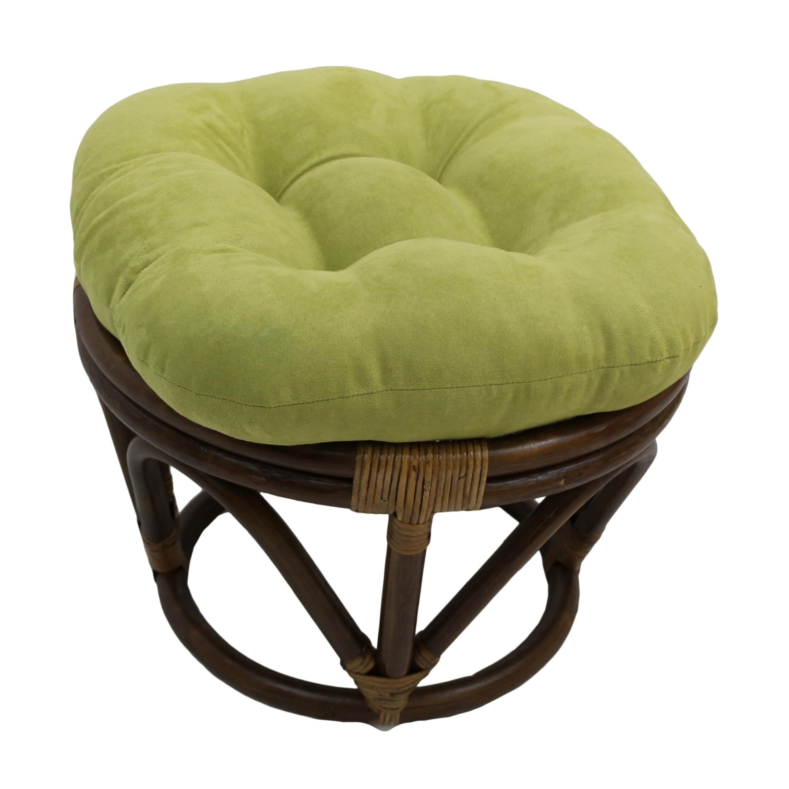Blazing Needles Solid Microsuede Tufted Round Footstool Cushion, 18&quot;, Mojito Lime