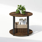 Furinno Turn-N-Tube Simple Design 2-Tier Round Wooden Side End Table, Amber Pine
