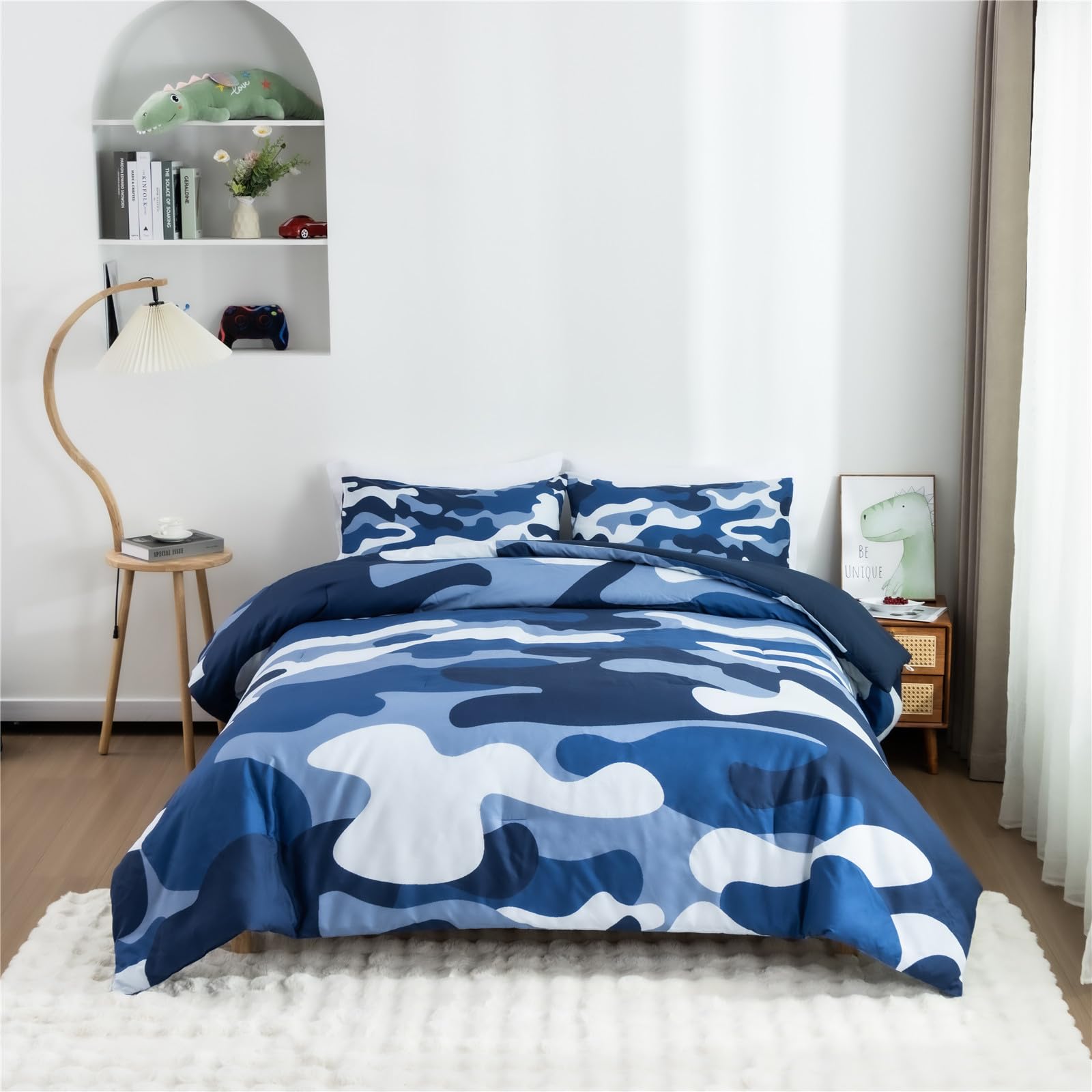 Meeting Story Camouflage Bedding Set, Colorful Pattern Style Comforter Set, 3 PCS One Comforter Two Pillowcases Two Sheets in On