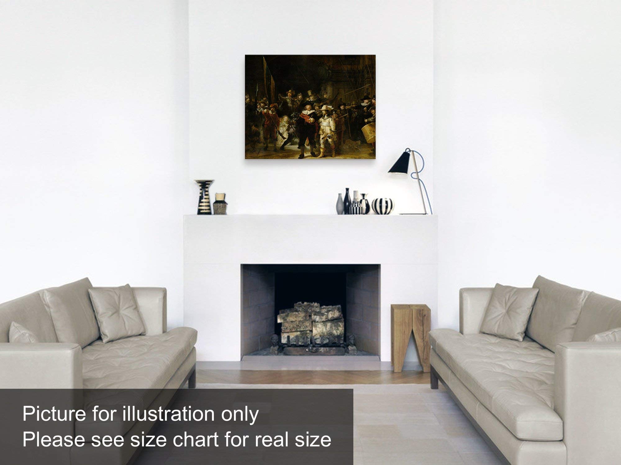 Niwo Art - The Nights Watch, World'S Most Famous Paintings Series, Canvas Wall Art Home Decor, Gallery Wrapped, Stretched, Frame