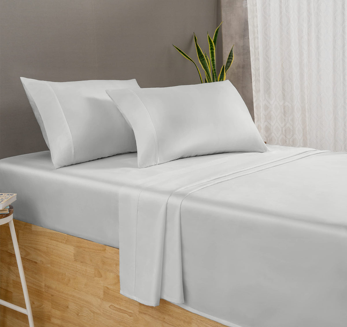 Threadmill Luxury 800 Thread Count King 100% Cotton Sheets - Light Grey Sateen Weave Bed-Sheets, Better Than Egyptian Cotton, 4