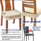 Buyue Fast Installation Dining Room Chair Covers Set Of 4, Luxury Stretch Jacquard Seat Slipcovers For Kitchen Armless Chairs, Rear Gapped- Beige- 4