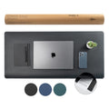 Nordik Felt And Leather Desk Mat Non-Slip - Black - 35 X 17 Inch - Felt And Vegan Leather Desk Pad - Document Organizers - Desk