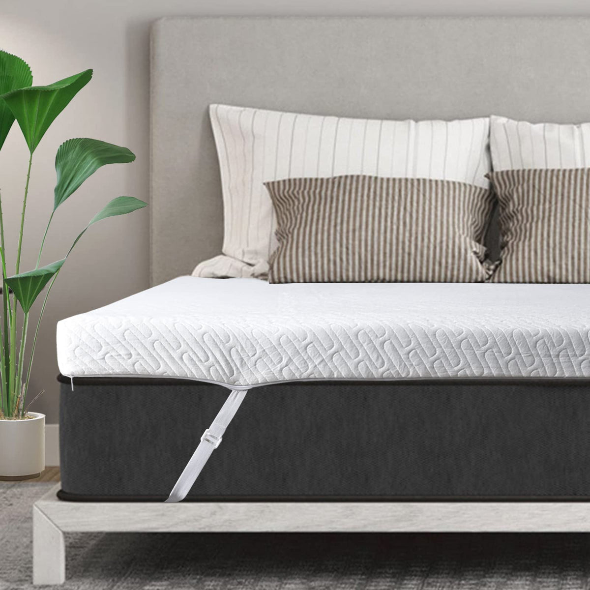 3 Inch Gel Memory Foam Mattress Topper California King Size High Density Cooling Pad Pressure Relief Bed Topper (With Removable