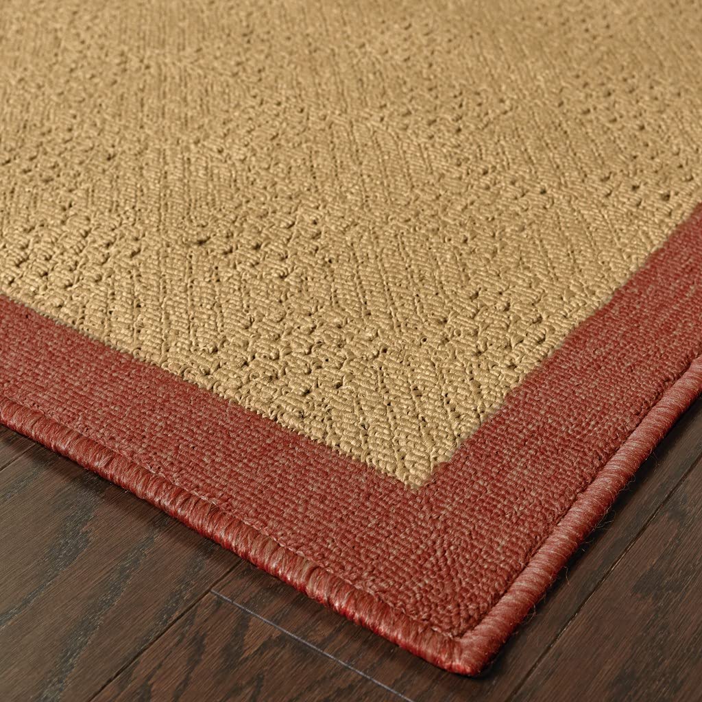 2X4 Beige And Red Plain Indoor Outdoor Scatter Rug
