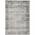 HomeRoots 510395 7 x 10 ft. Charcoal Gray Salmon & Ivory Oriental Printed Stain Resistant Non Skid Rectangle Area Rug