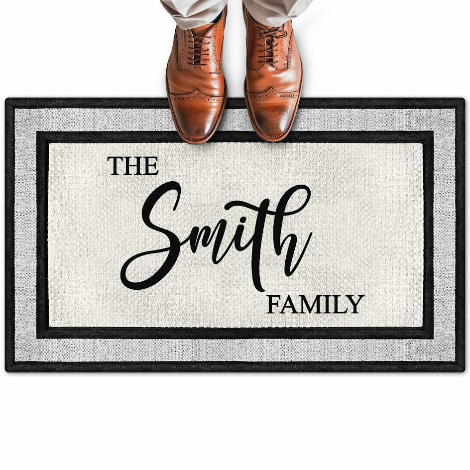 My Sign Center Door Mat, Personalized Doormat, Custom Family Name Mat For Front Door, Indoor/Outdoor, Housewarming Gift, Heavy D