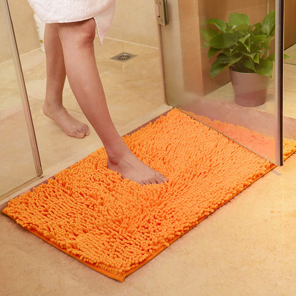vctops Fall Plush Chenille Bath Rugs Extra Soft and Absorbent Microfiber Shag Rug, Non-Slip Runner Carpet for Tub Bathroom Showe