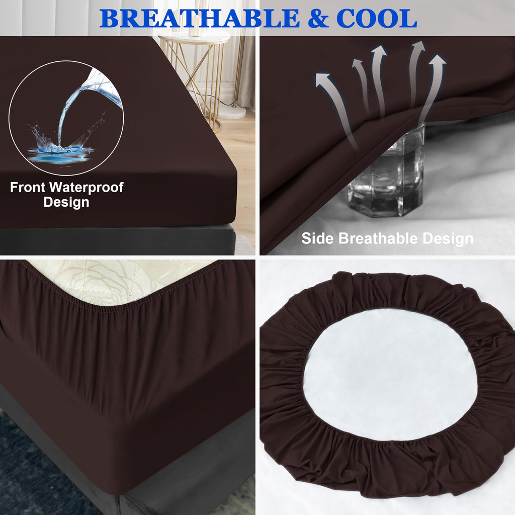 Sufdari King Size Mattress Protector,Waterproof Mattress Protector,Fitted Sheet Style Mattress Cover With 18' Deep Pocket,Washable And Comfortable-Chocolate,King