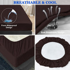 Sufdari King Size Mattress Protector,Waterproof Mattress Protector,Fitted Sheet Style Mattress Cover With 18' Deep Pocket,Washable And Comfortable-Chocolate,King