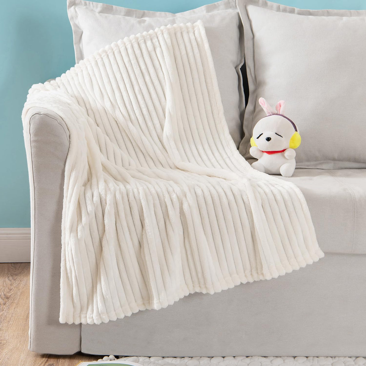 Miulee Super Soft Baby Throw Blanket With Stripe Pattern For Toddler Newborn Lightweight Fleece Warm Plush Cozy Nursery Bed Blan
