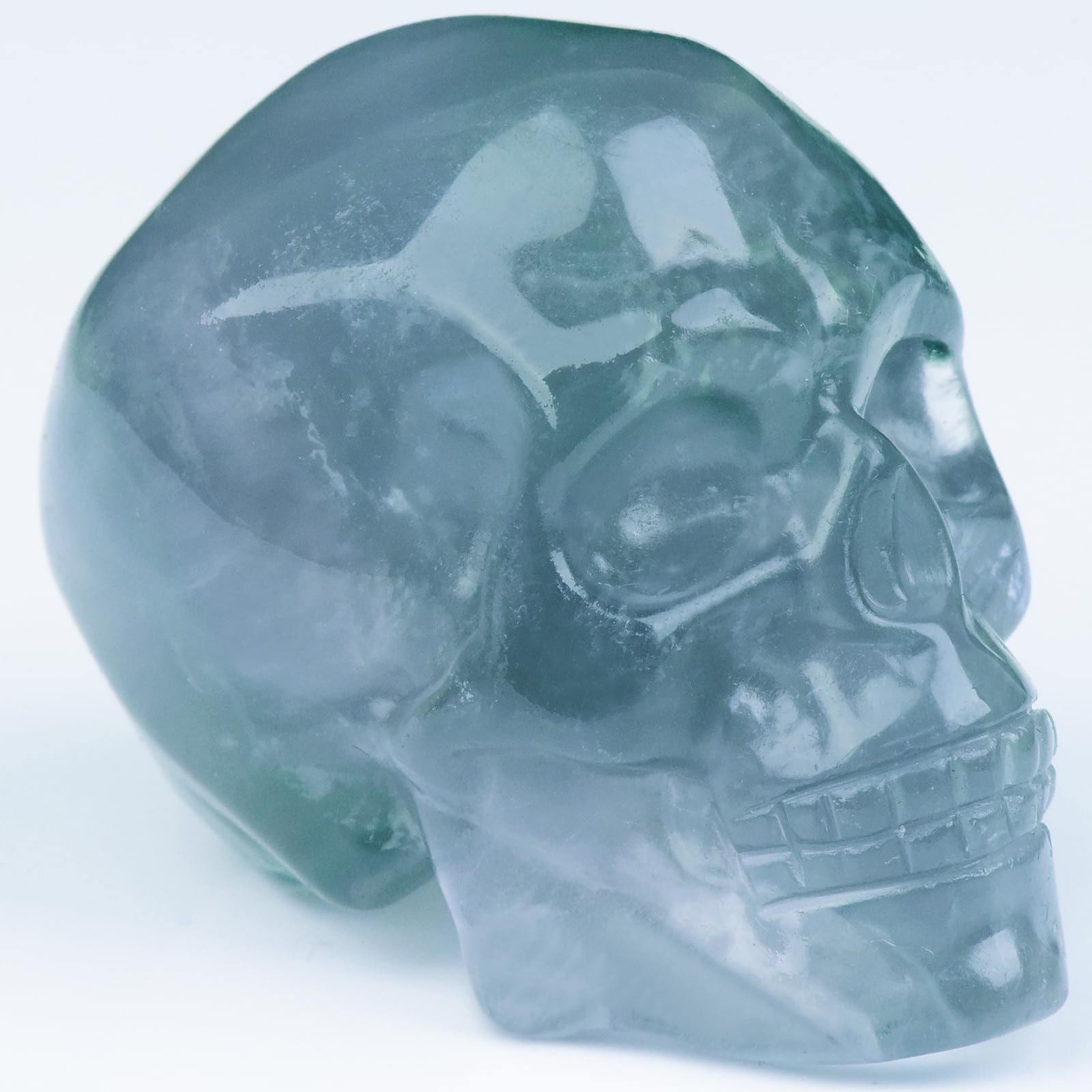 QLRSUXN 2 Inch Fluorite Crystal Skulls Decor,Human Skull Sculpture Statues Healing Crystal Decor,Halloween Skull Figurines,Home 