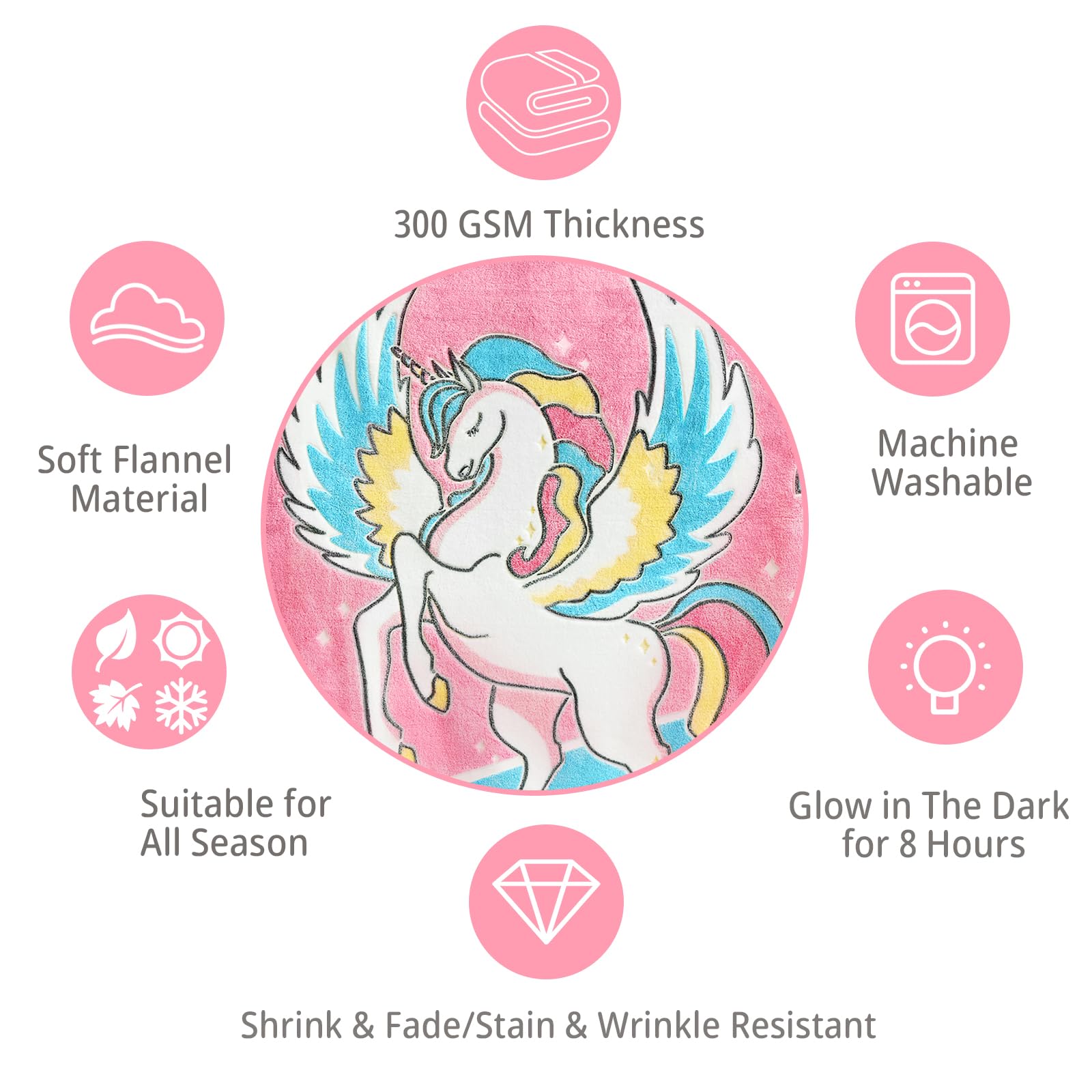 Glow In The Dark Blanket Unicorn Gifts For Girls Kids Blankets Super Soft 3 4 5 6 7 8 9 10 Year Old Girl Gift Ideas Girls Toys A