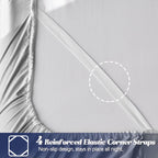 Mr&Hm Satin Fitted Sheet King Size, Silky Bottom Sheet With Elastic Corner Straps, Deep Pocket Up To 15 Inch, No More Slipping O