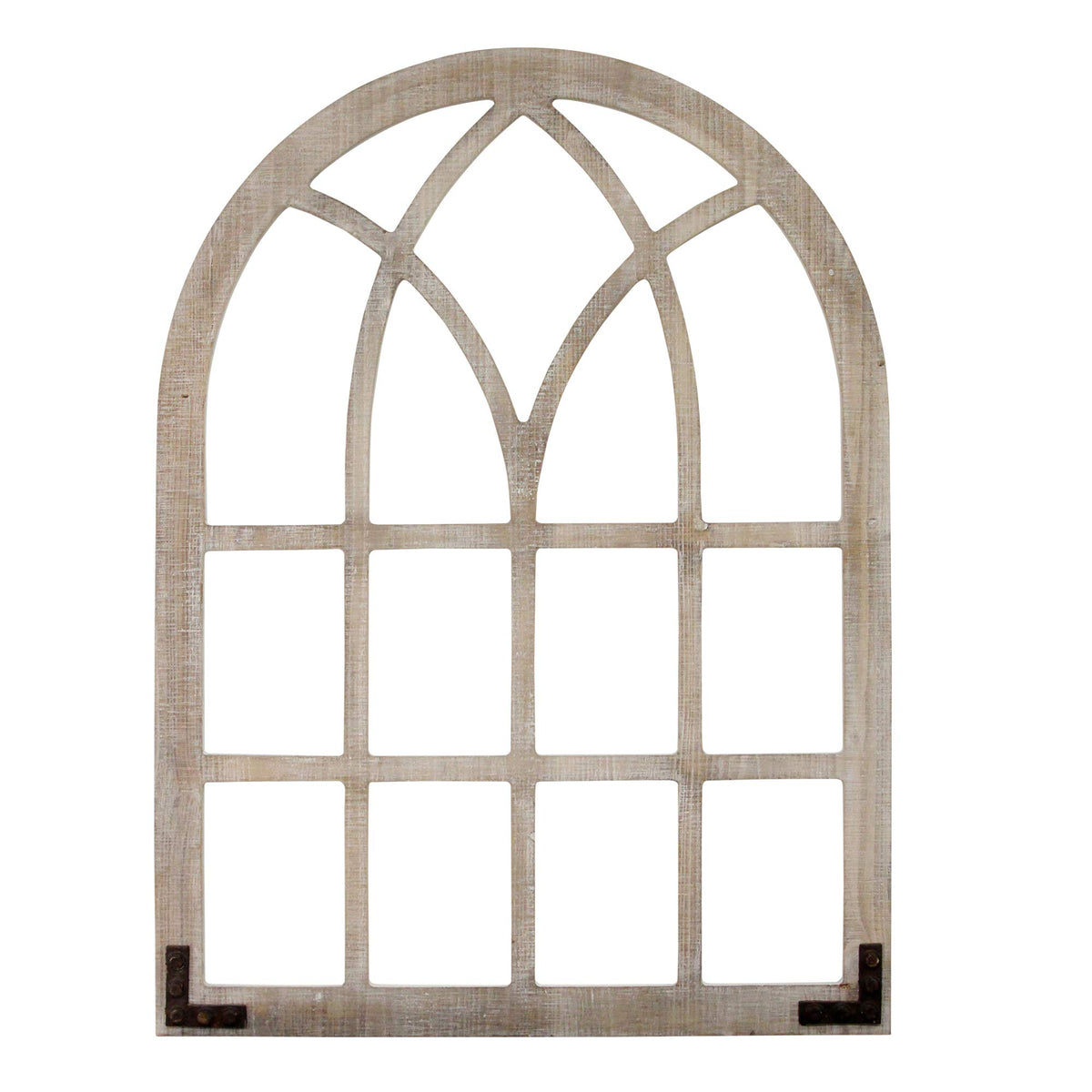 HomeRoots Distressed Wood Framed Window Arch Wall Decor