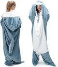 Touchat Super Soft Cozy Flannel Wearable Blanket Hoodie, Onesie, Sleeping Bag, Cosplay Shark Costume, Gifts For Shark Lovers (Bl