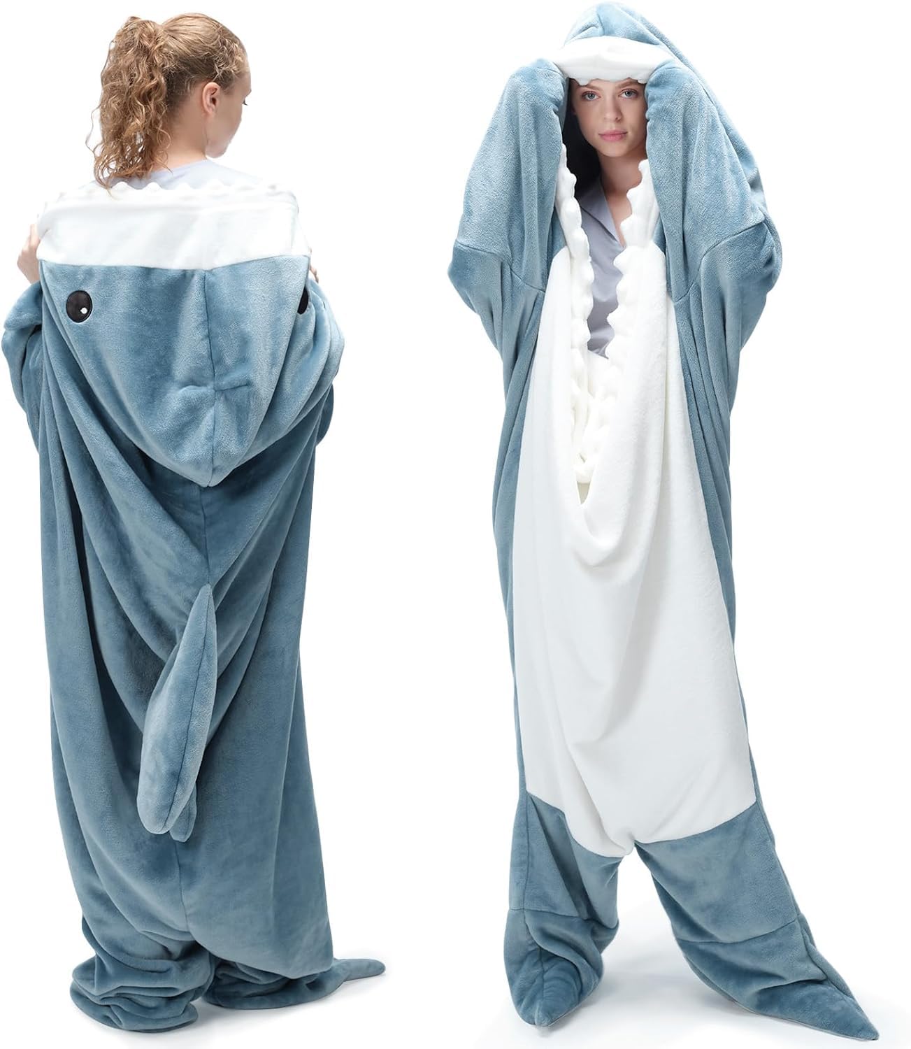 Touchat Shark Blanket For Adult - Super Soft Cozy Flannel Throw Wearable Hoodie, Cartoon Animals Sleeping Bag, Cosplay Costume G