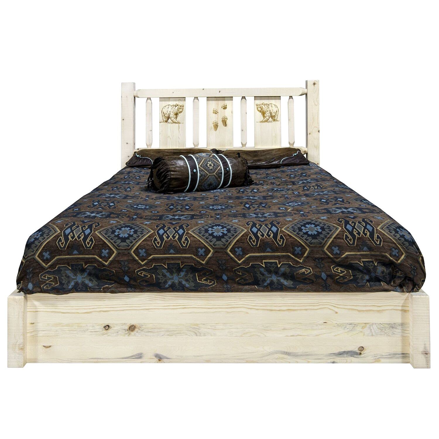 Montana Log Collection Wood Homestead Platform Bed MWHCSBPCAKVLZWOLF