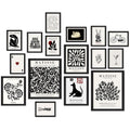 ANERZA 16 PCS Framed Black and White Wall Art Decor, Matisse Abstract Wall Prints for Bedroom, Gallery Wall Frame Set, Minimalis