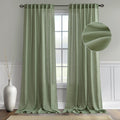 Miulee Linen Curtains 90 Inch Length For Living Room 2 Panels, Sage Green Rod Pocket Back Tab Light Filtering Semi Sheer Boho So