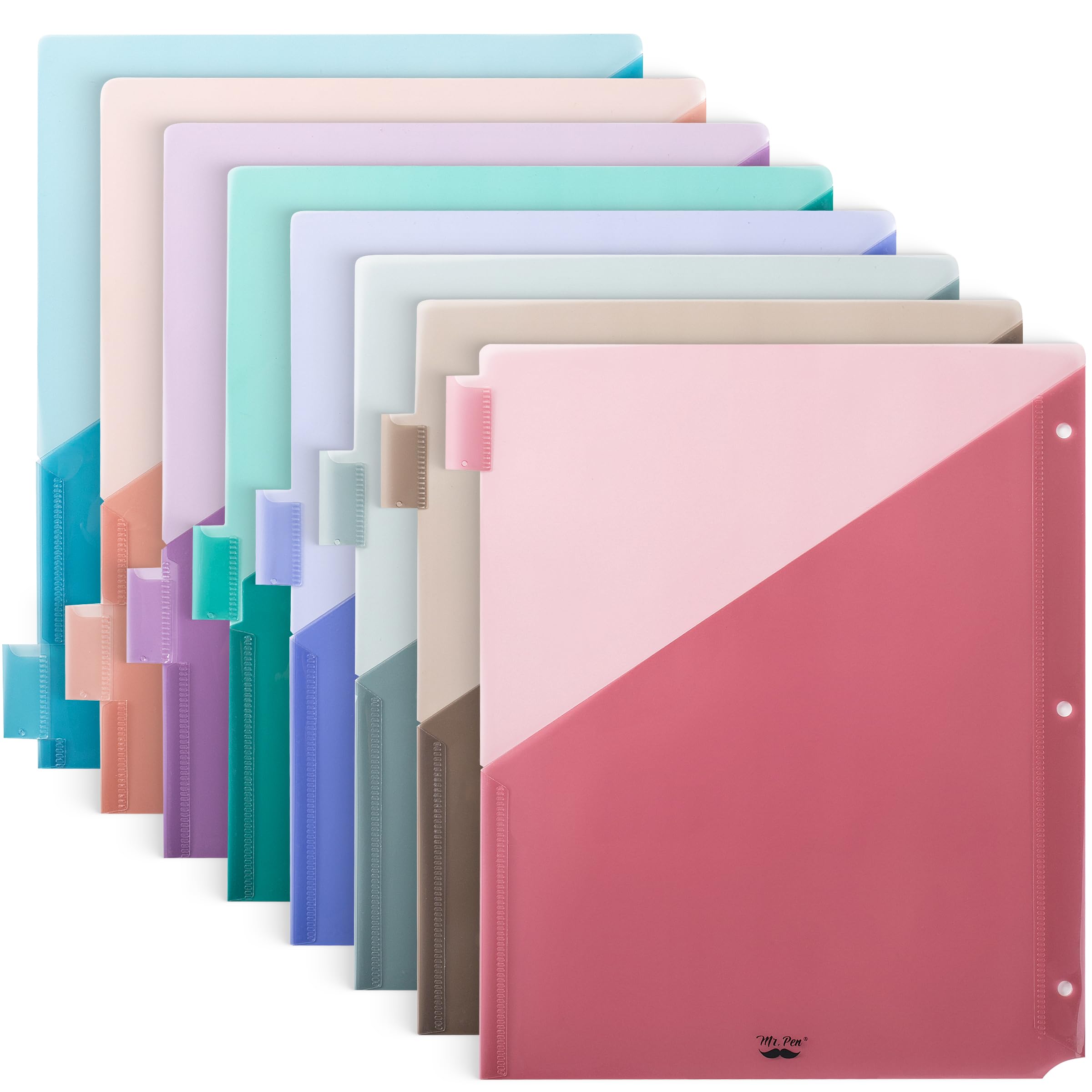Mr. Pen- Binder Dividers With Pockets And Tabs, 8 Pack, Assorted Colors, Dividers For 3 Ring Binder With Pockets, Pocket Divider