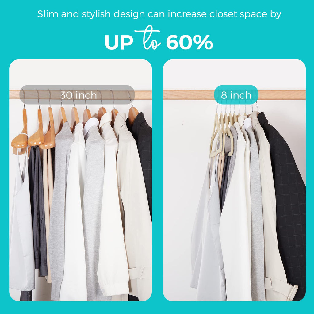 House Day Premium Velvet Hangers 50 Pack, Non-Slip Flocked Felt Hangers, Sturdy Clothes Hangers Heavy Duty Coat Hangers & Suit H