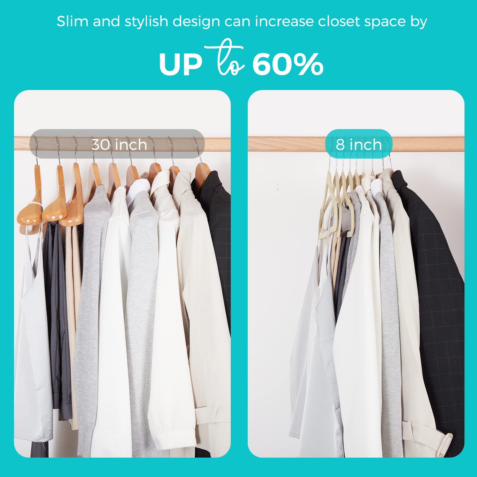 House Day Premium Velvet Hangers 50 Pack, Non-Slip Flocked Felt Hangers, Sturdy Clothes Hangers Heavy Duty Coat Hangers & Suit H