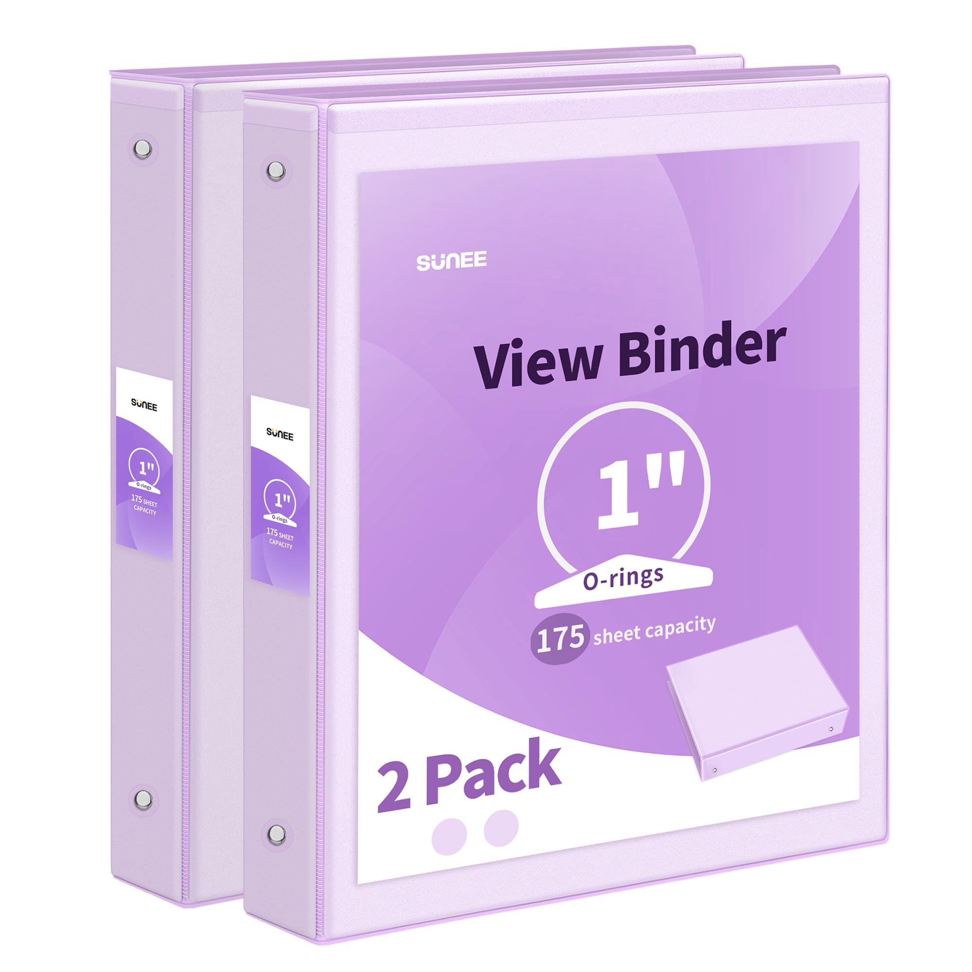Sunee 3 Ring Binder 1 Inch 2 Pack, Clear View Binder Three Ring Pvc-Free (Fit 8.5X11 Inches) For School Binder Or Office Binder