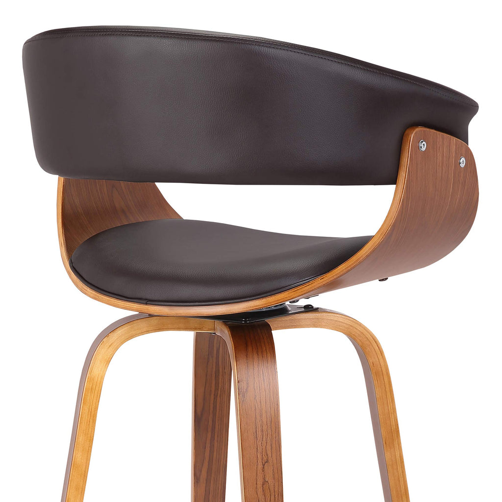 Armen Living Julyssa Mid-Century Swivel Bar stool, 30", Brown