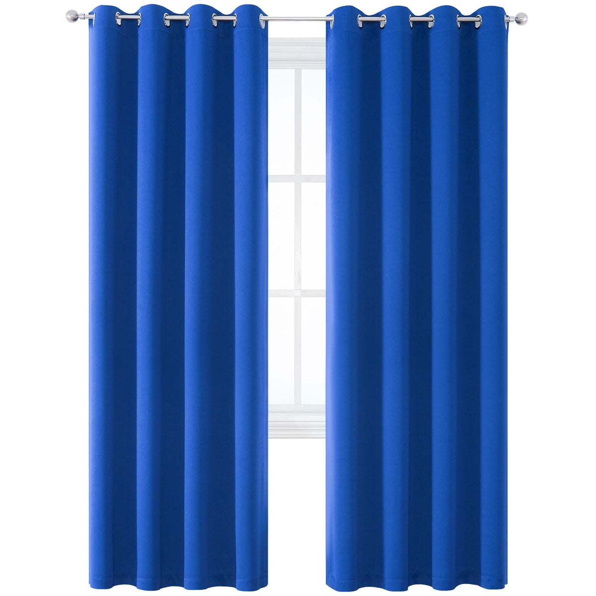Dualife Royal Blue Grommet Room Darkening Curtains 52 X 90 Inches, 2 Panels