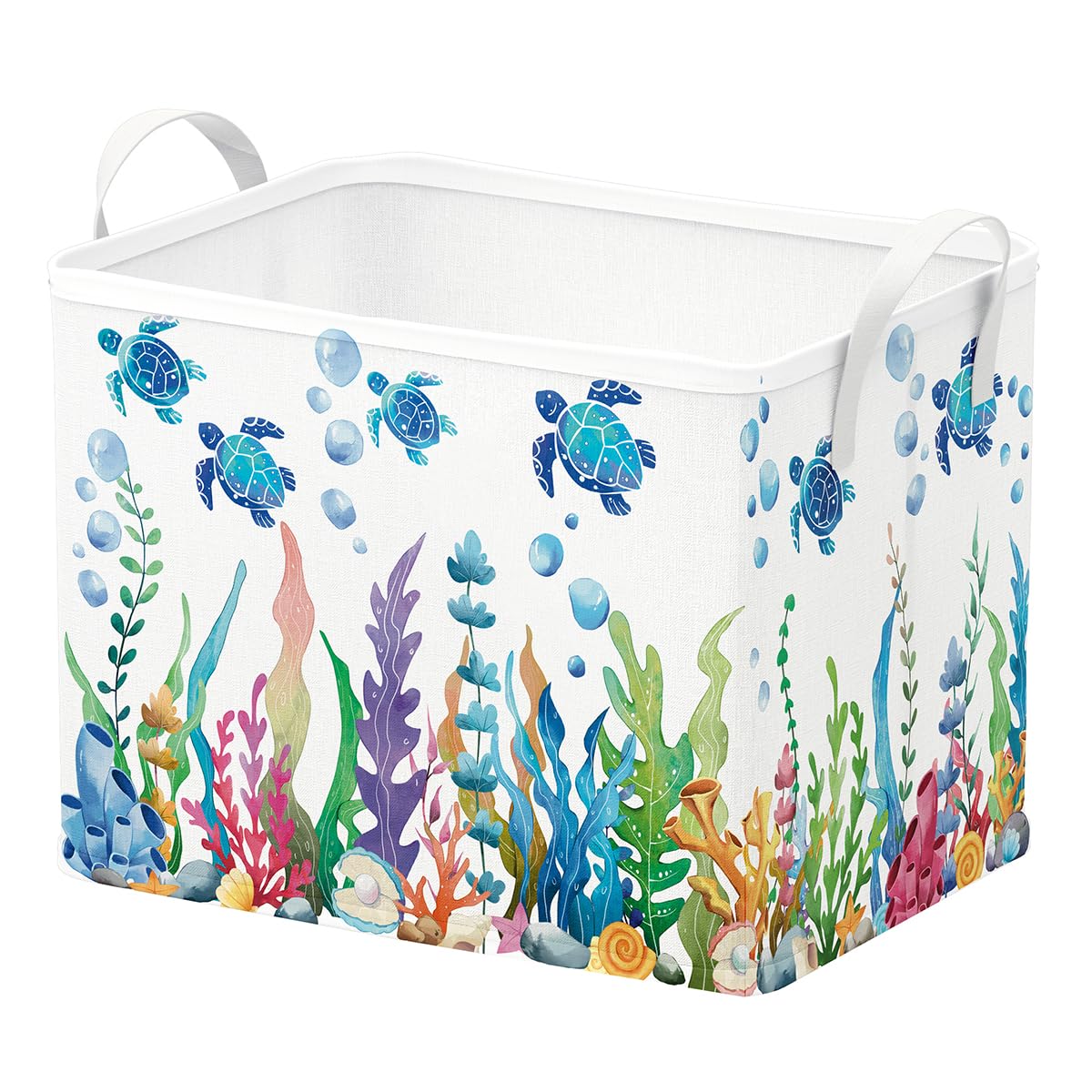 Runtoo Turtle Ocean Nursery Decor Baby Basket Under the Sea Laundry Hamper Baby Shower Decorations Gift Basket Toddler Toy Box C