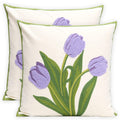 Pilmandu Pack Of 2 Embroidered Decorative Throw Pillow Cover 18X18 Inch Farmhouse Floral Pillowcase For Living Room Sofa Bed (Pu
