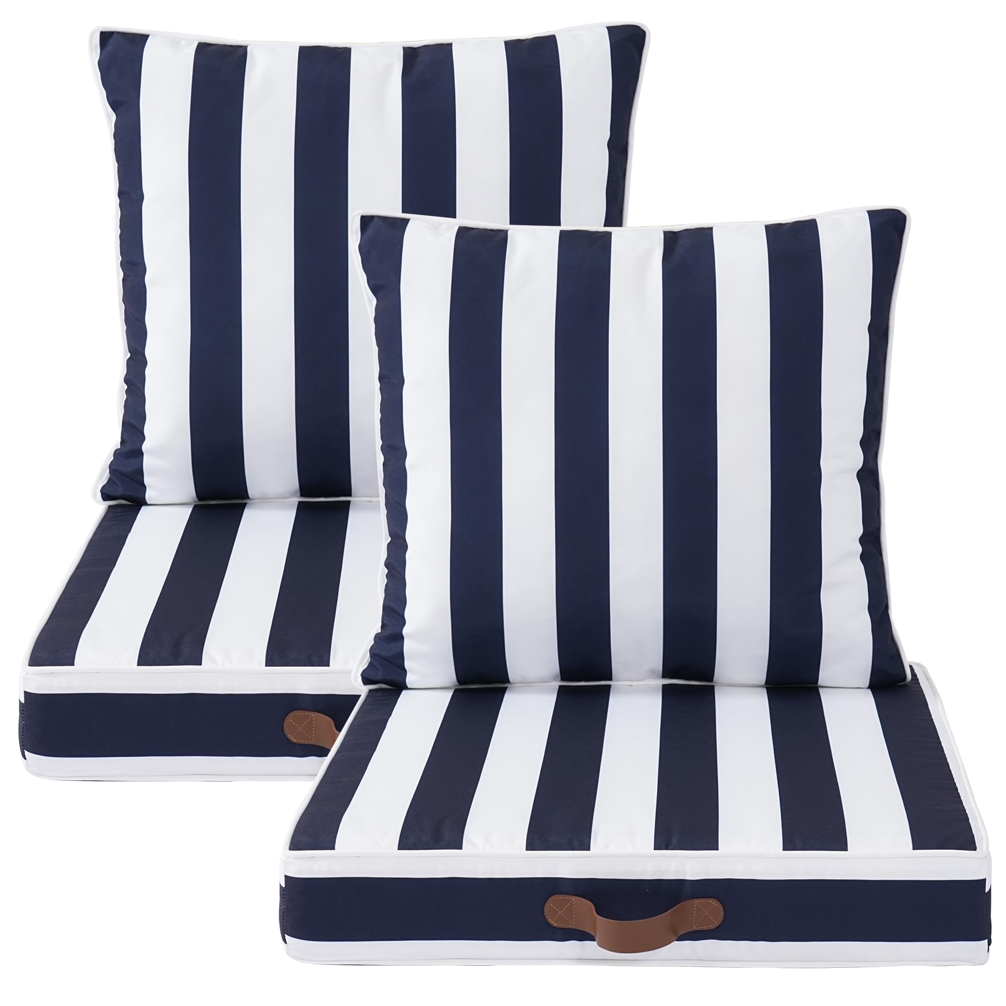 Enipate Outdoor Deep Seat Cushion Set Of 2, Weather Resistant Patio Furniture Cushions With Zipper And Handle, 24 X 24 X 4 Inch