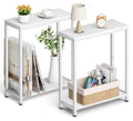 SLEEPING LAMB Narrow End Tables Living Room Set of 2 Small Side Table for Small Space, 2 Tier Slim Skinny Night Stand for Bedroo