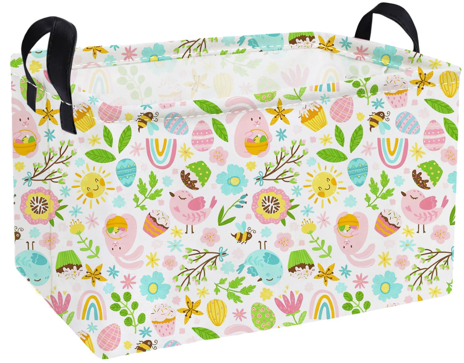 Essme Rectangular Easter Basket, Kids Storage bin Organizer with Handles for Easter Decor,Shelf Basket,Toy Organizer,Easter Bask