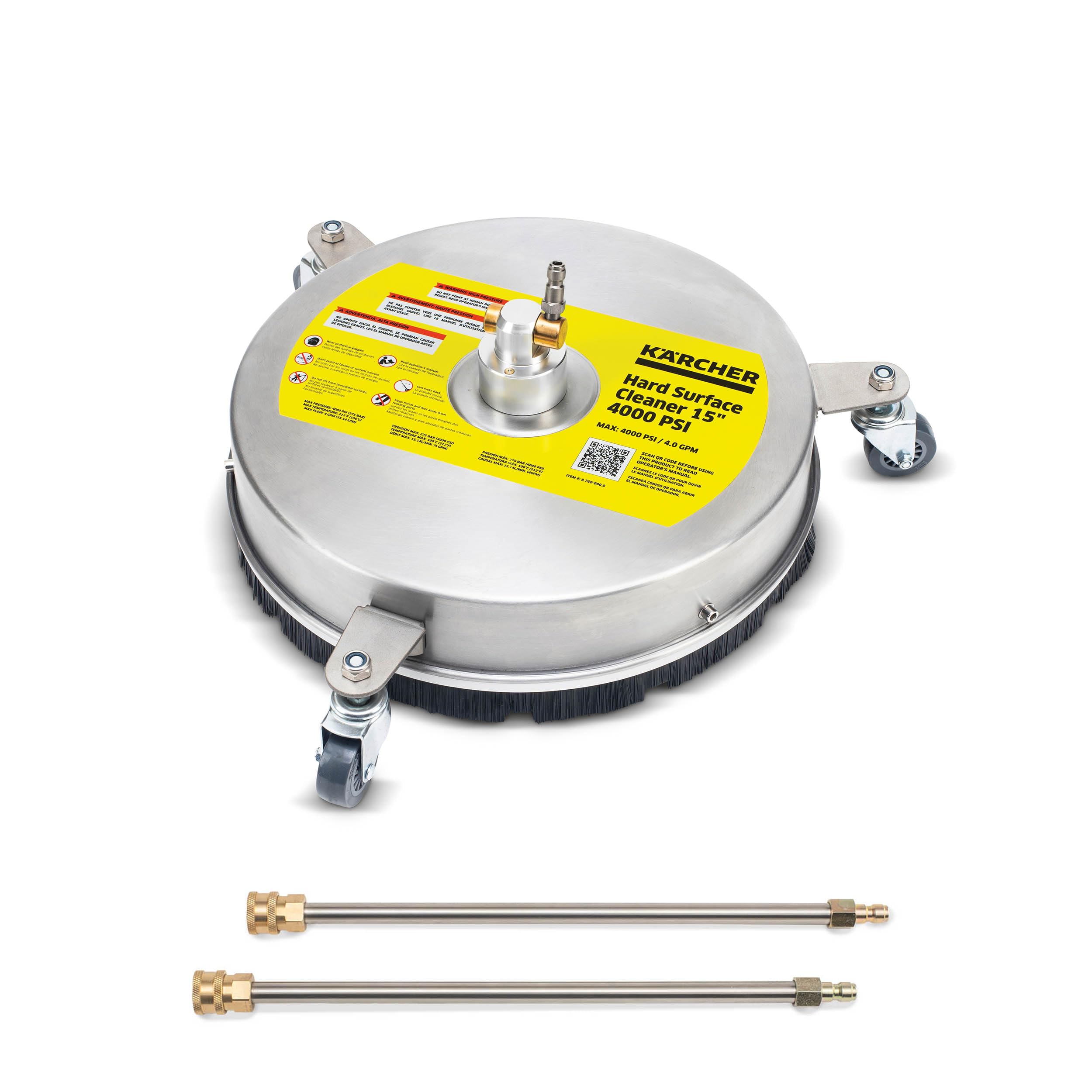 Krcher 15' Pressure Washer Surface Cleaner 4000 Psi Universal, 3 Wheels, 2 Extensions Wands - Metal Surface Cleaner