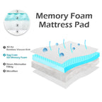 Hansleep Memory Foam Mattress Topper Queen, Gel Queen Mattress Topper With Deep Pocket, Breathable Mattress Pad Cover For Queen