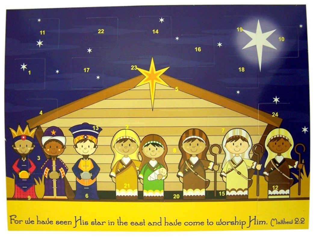 Christian Advent Calendar for Children, Toddlers, 24 Days Christmas Countdown Cardstock, 10 Inch