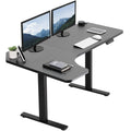 VIVO Electric Height Adjustable L Shaped 58 x 35 inch Corner Standing Desk, Black Reversible Table Top, Black Frame, Workstation