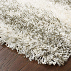 HomeRoots 507881 6 x 9 ft. Geometric Shag Power Loom Stain Resistant Area Rug Gray Ivory & Silver