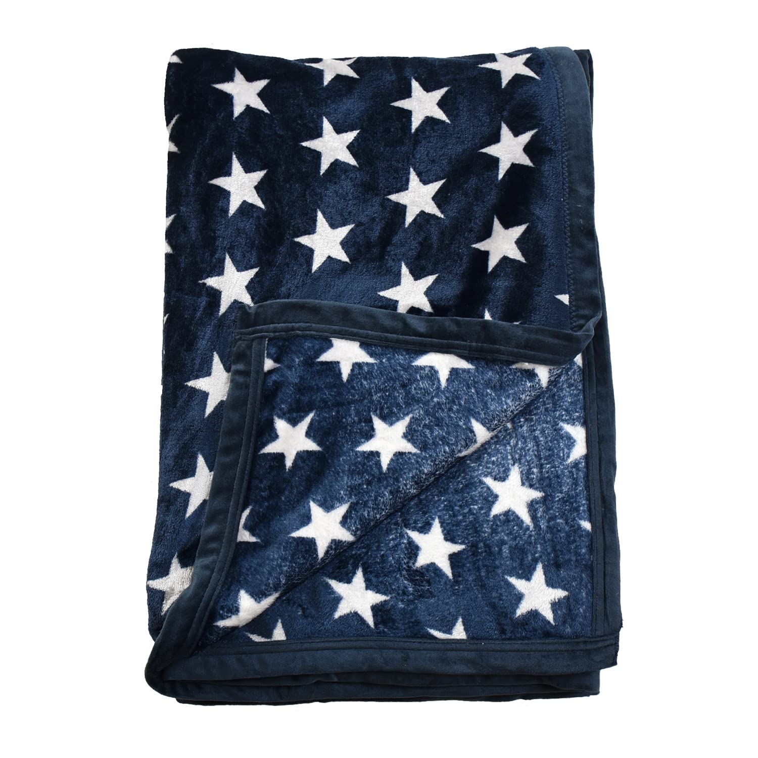 1Ajanta Handloom House Flannel Double Blanket |Comforter For Mild Winter | Blue