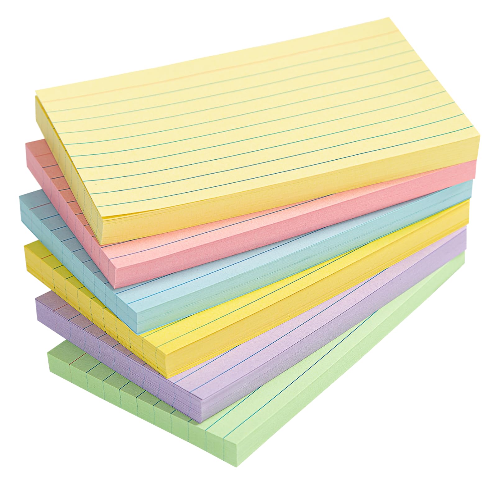 300Pcs Colored Index Cards 4X6, Goefun Ruled Notecards, 6 Color Flashcards For Studying, Recipes, Memo Cards, Office Supply, Diy