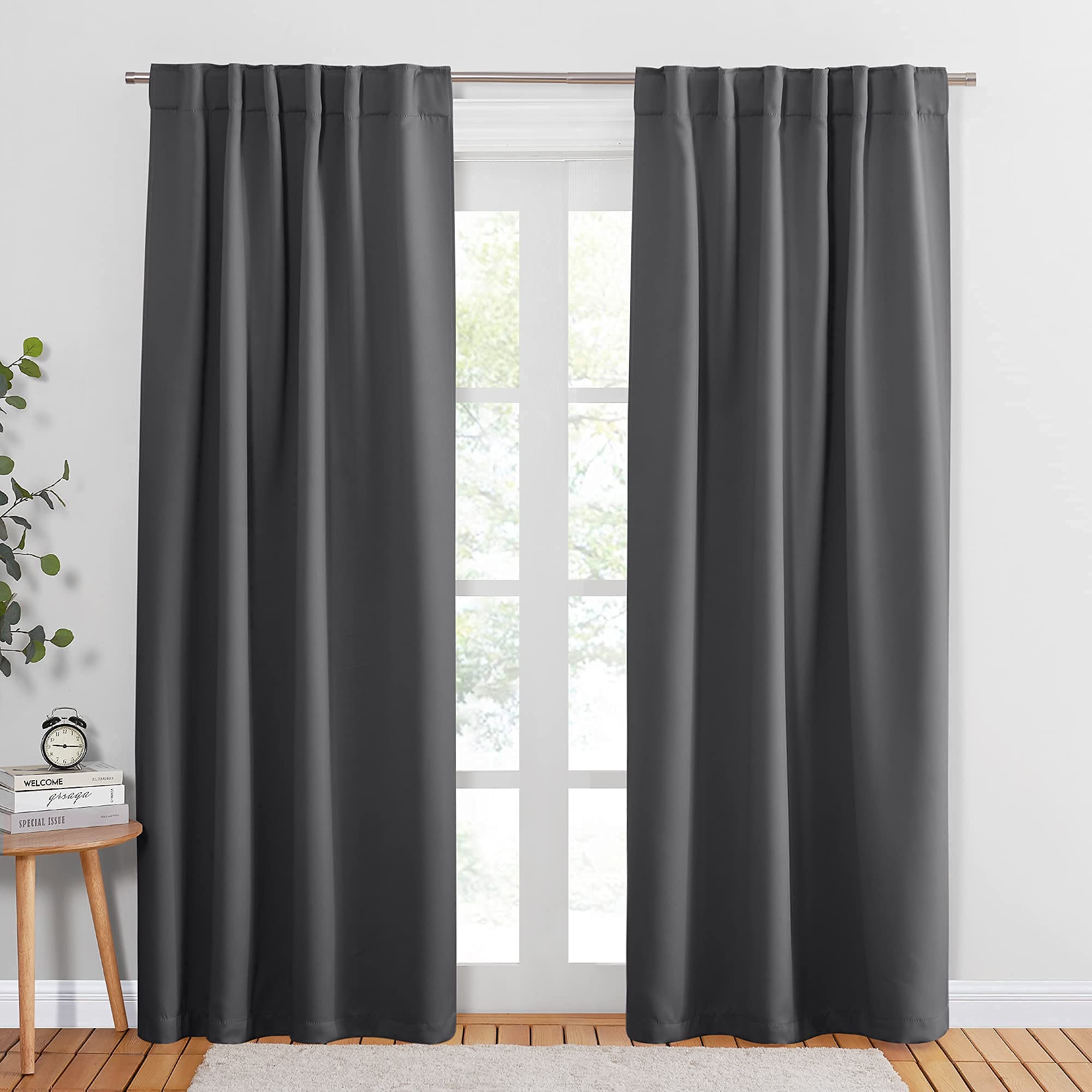 PONY DANCE Blackout Curtains 84 inches Long 2 Panels Set - Thermal Insulated Back Tab/Rod Pocket Drapes for Bedroom and Living R
