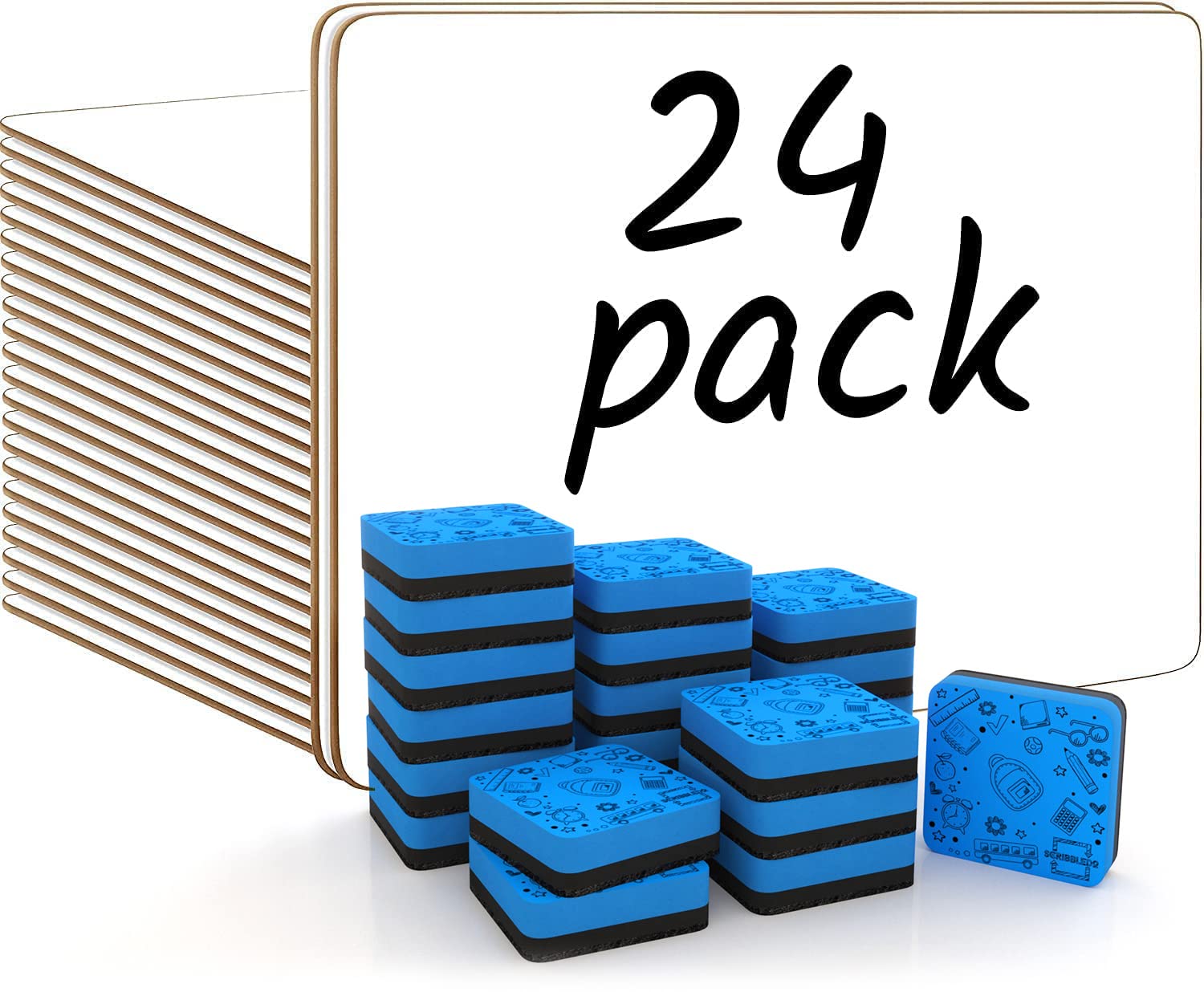 Set Of 24 Small White Board Dry Erase Boards Classroom Pack Mini White Boards 9'X12    Double Sided Personal Whiteboards For St