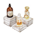 MOOCA Customizable Wooden Display Risers Set - 3 Different Height Stands for Jewelry, Watches, Cosmetics, and Accessory, Antique